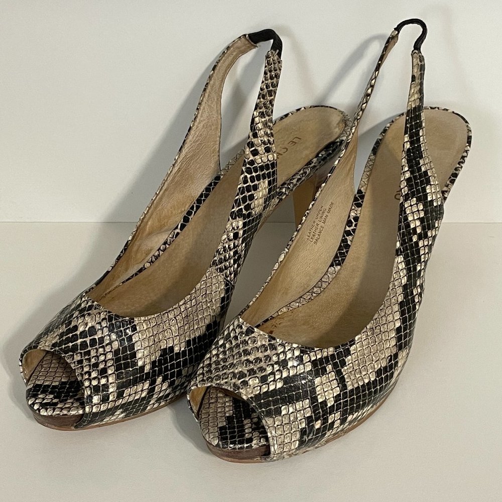 LE CHATEAU Snake Print Slingback Heels Sz 8.5